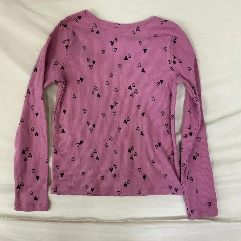 Cute Cat & Jack girls long sleeve ribbed top in a dusty pink/mauve color